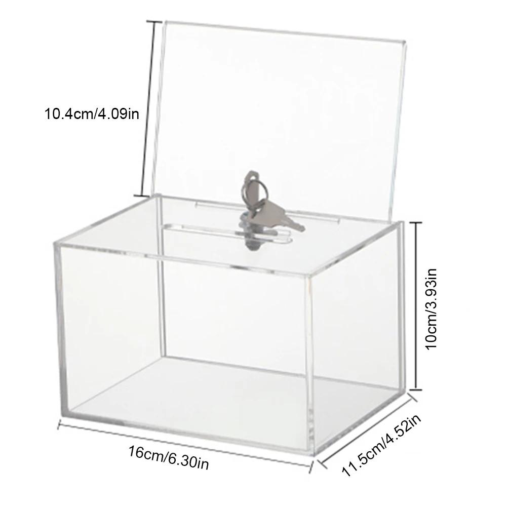 Box Clear Donation Storage Jar Suggestion Trading Lock Ballot Raffle Acrylic Money Ticket Container Tip Fundraising Collection
