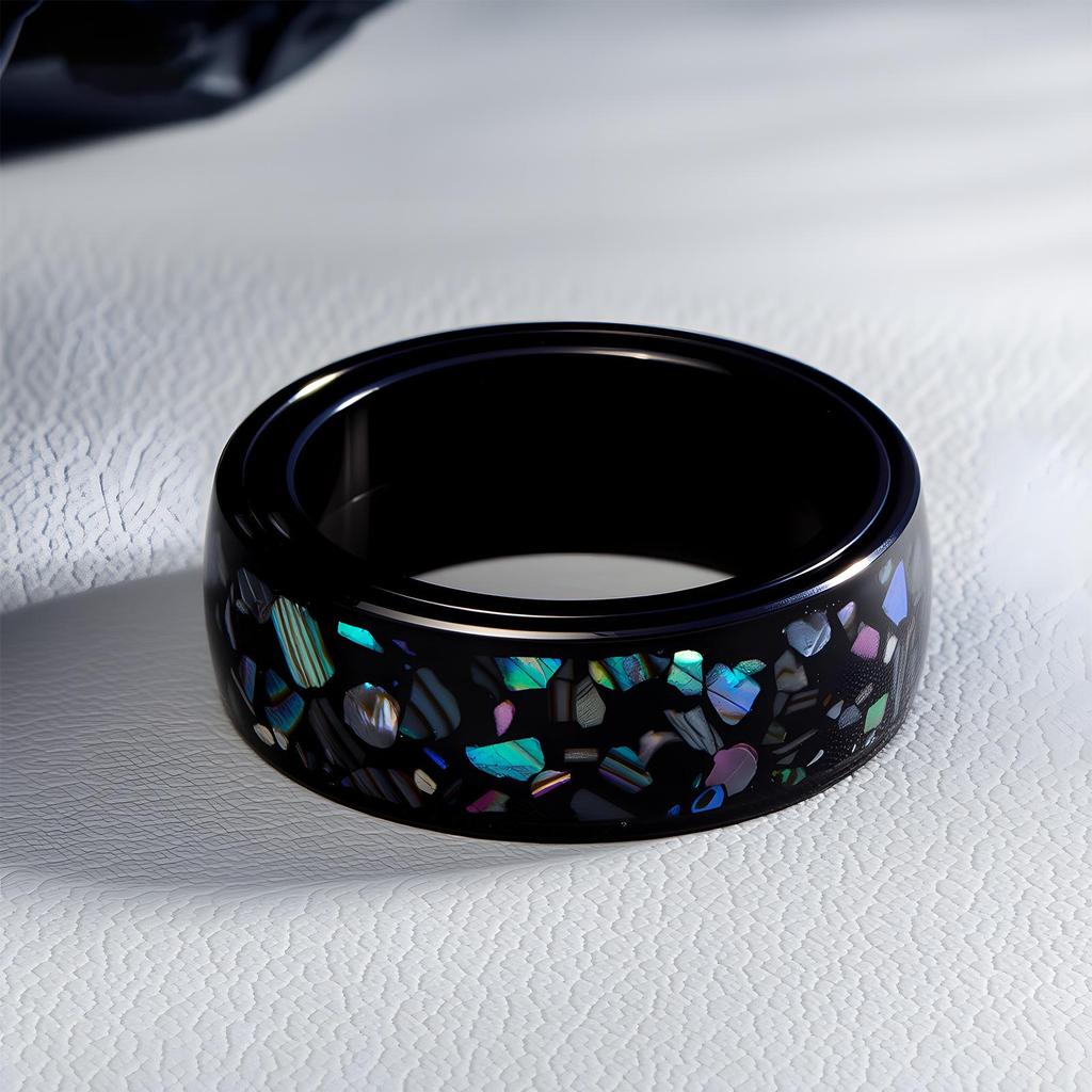 Unisex Lava Starry Sky Titanium Ring with Australian Gemstones