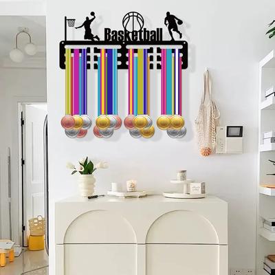 1pc Wall Mounted Basketball Medal Display Stand with Multiple Hooks, Perfect for Competitions and Sports, Used for Installing an