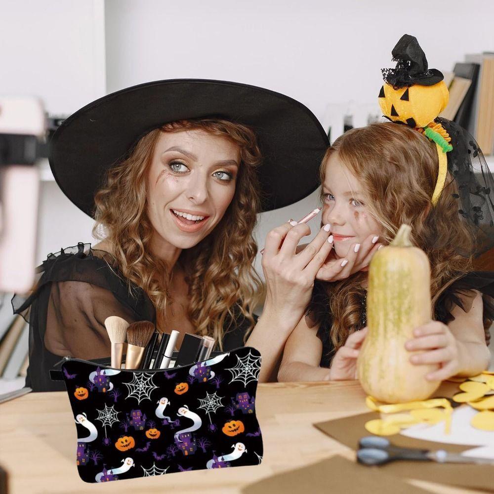 

Cartoon Pumpkin Halloween Makeup Bags Ghost Halloween Cosmetic Bag Cute Toiletry Bag Outdoor