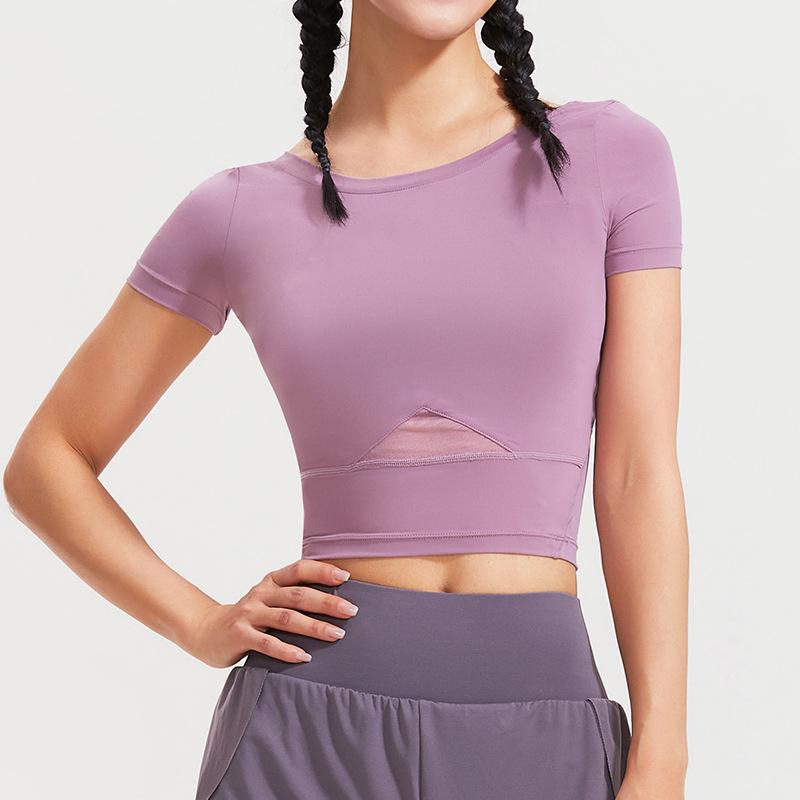 

Женский приталенный летний спортивный топ - Дышащая влагоотводящая футболка для йоги с коротким рукавом XXXL