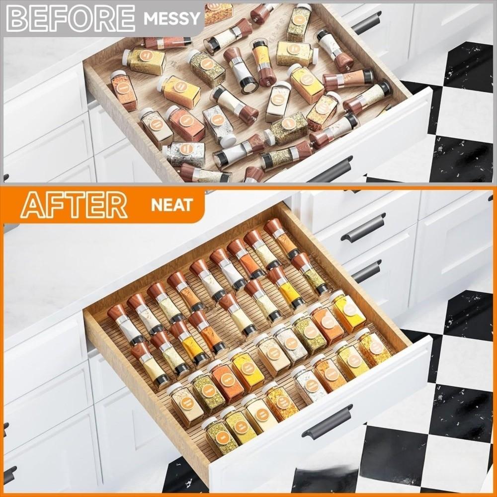 2pcs Drawer Tray Drawer Spice Organizer Stackable Transparent Display Rack  Kitchen