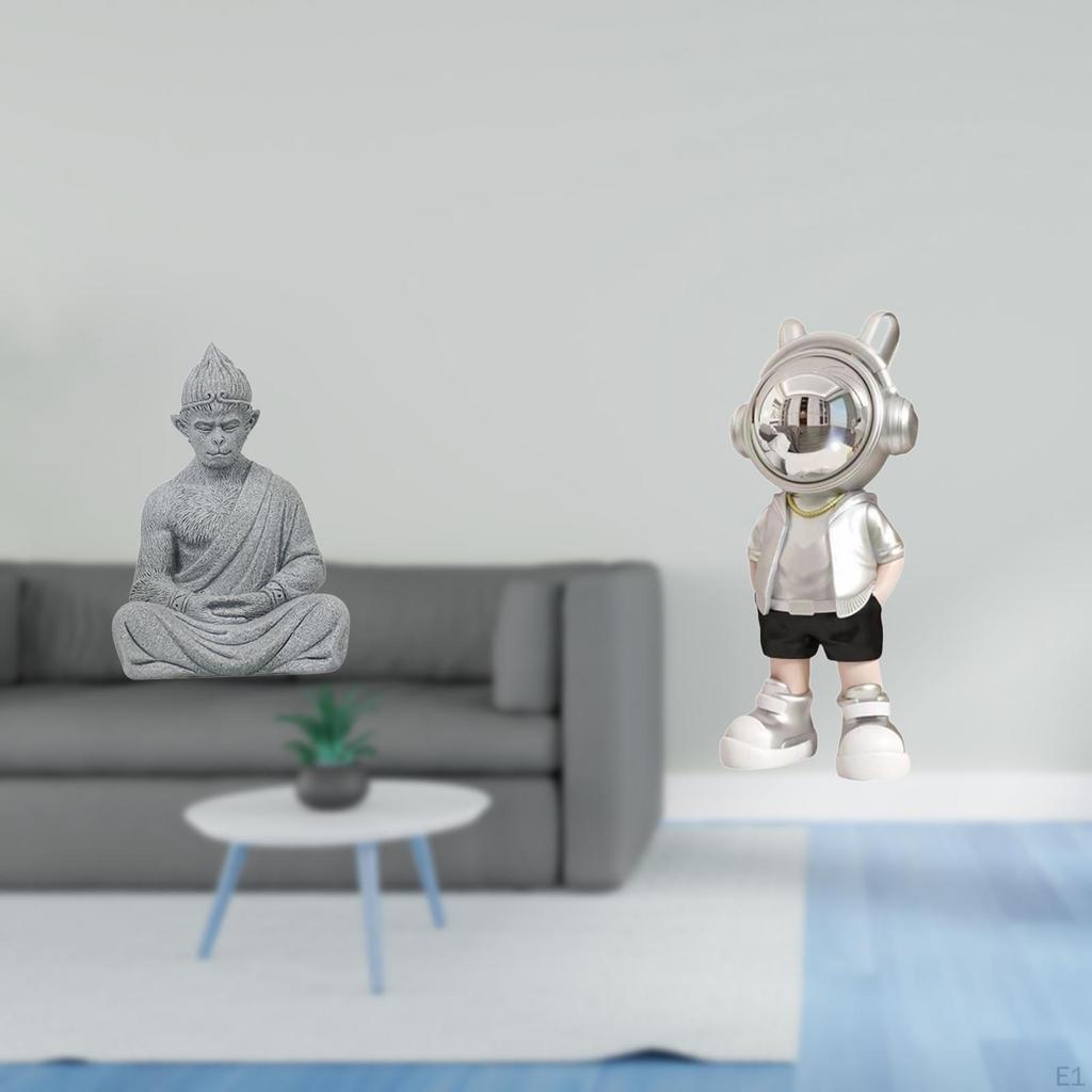 Sage Explorer Sculpture Fusion of Enlightened Monkey Buddha And Modern Astronaut Figurine for Decor