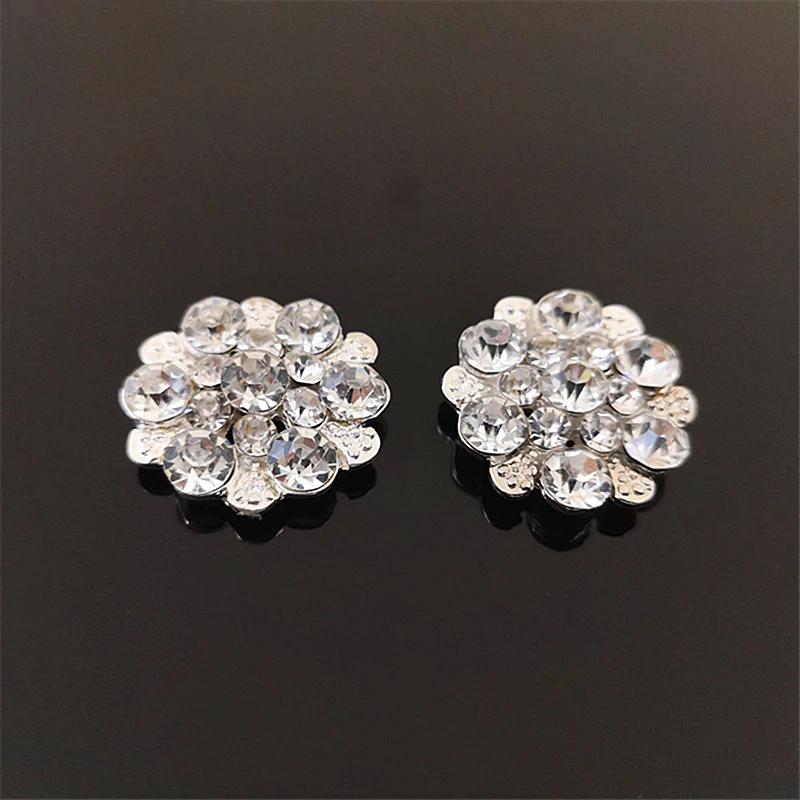 

Engood 100pcs Crystal Rhinestones Button Sewing Trim & Embellishments Craft Buckles for DIY Hair Wedding Clothes Decoration серебряный