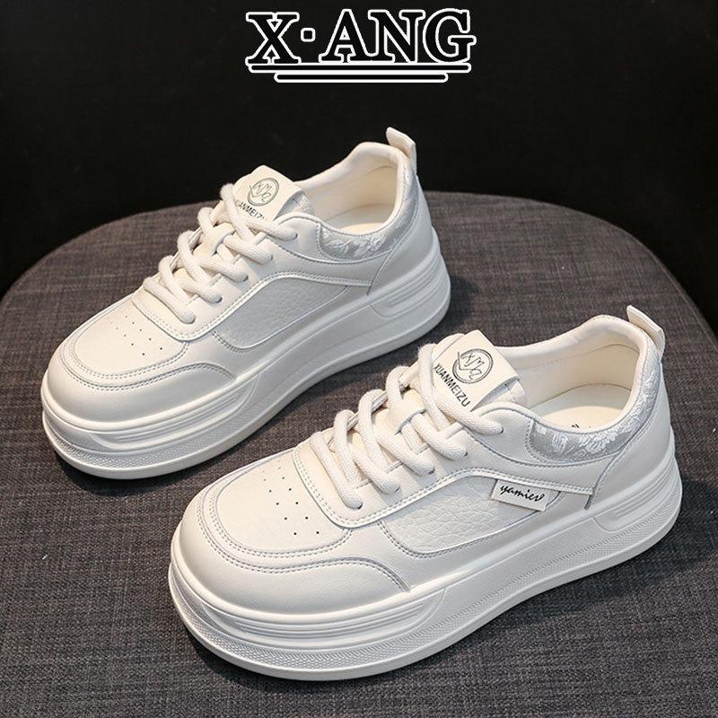 The first layer of cowhide little white shoes women's shoes thick-soled heightening board shoes autumn new versatile casual sports shoes