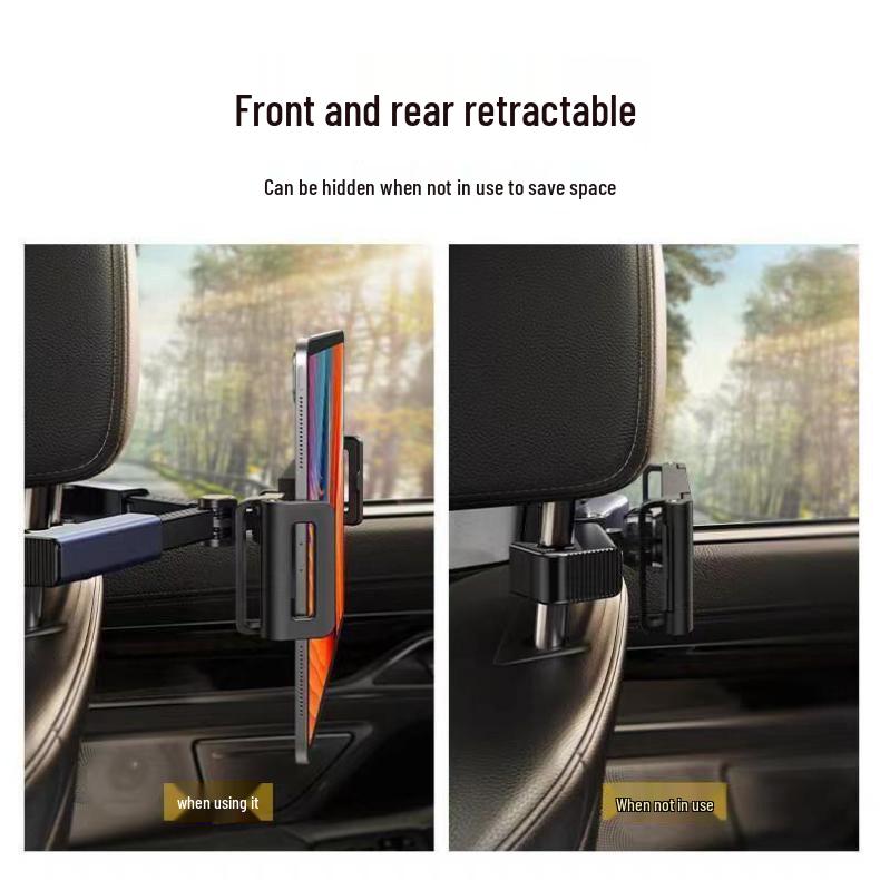 Rotating Telescopic Car Headrest Phone & Tablet Holder with Back Pillow for Rear Seat Entertainment