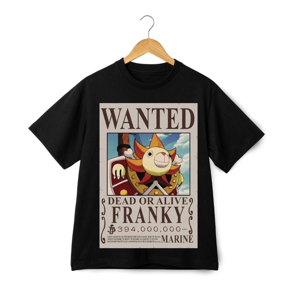 

Футболка с плакатом о розыске Фрэнки из One Piece - Аниме Футболка с пиратским кораблем Тысяча Солнц M