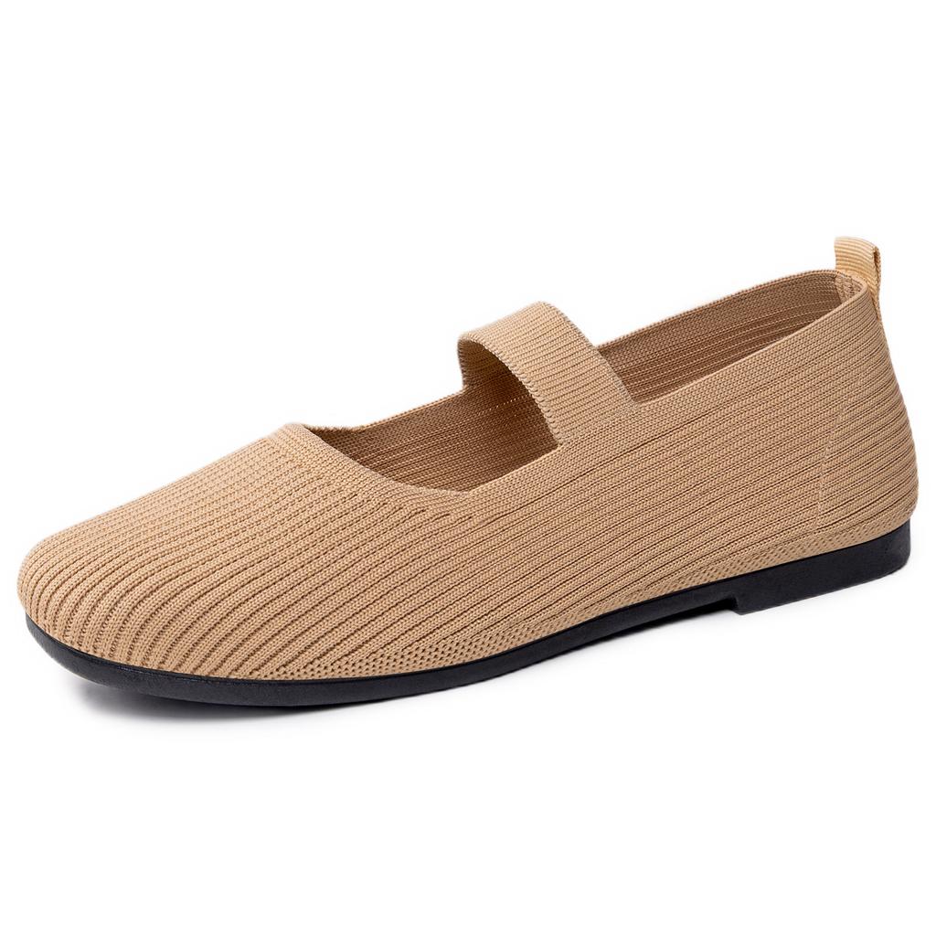 Women's Mary Jane Flats Shoes Round Toe Casual Ballet Flats Comfortable Knit Dress Shoes for Women Lightweight Anti-Slip Work Office Walking Shoes