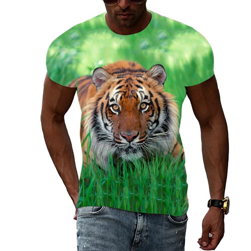 New Fashion 3D Printing Animal Tiger Graphic T Shirts Summer Casual Trend Hip Hop Harajuku Style T-shirt Trendyol Men's Store