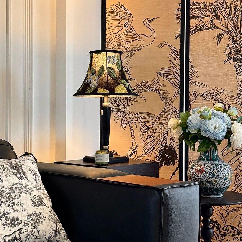 Luxury Mid-Century French Wabi-Sabi Lamp: Retro Embroidered Table Light for Living Room or Bedroom