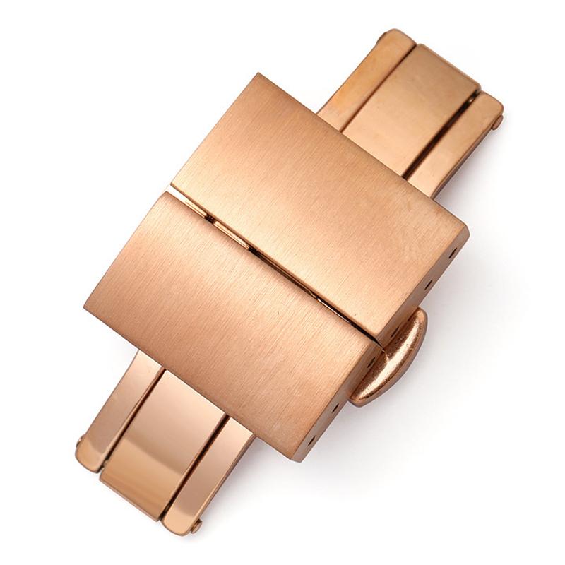 High Quality 316L Stainless Steel Butterfly Buckles 16mm 18mm 20mm 22mm Double Press Metal Clasps Rubber Band Deployment Buckle