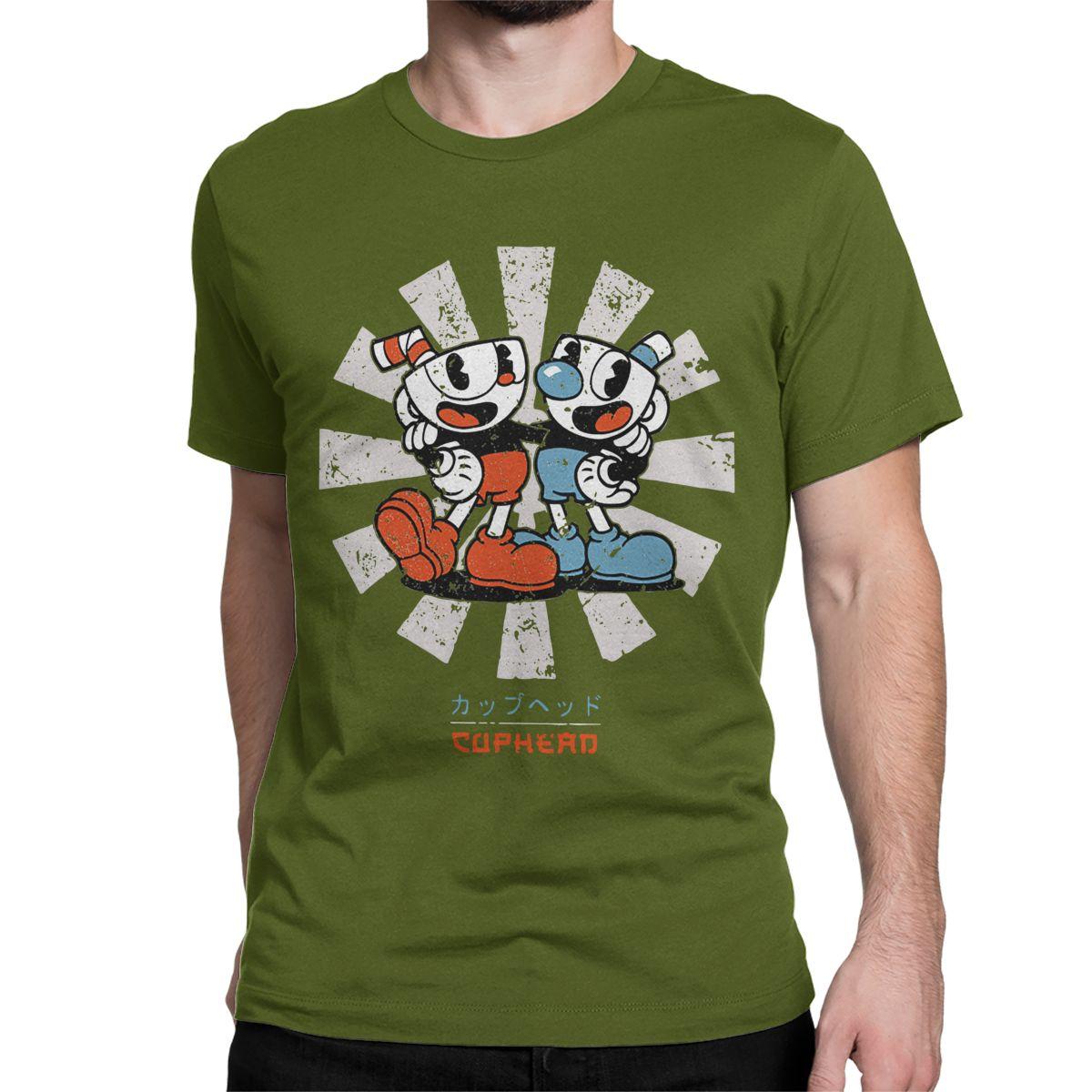 

Men Women s Retro The Cuphead T Shirts Game Anime Pure Cotton Clothing Novelty Short Sleeve Crew Neck Tees New Arrival T-Shirts 4XL