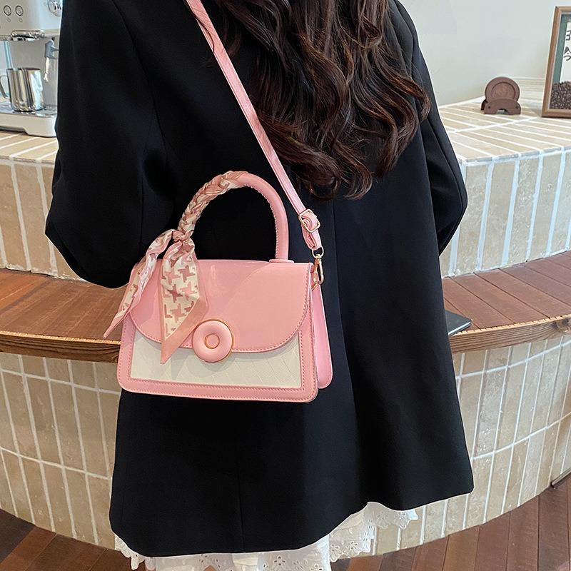 Fashion Splicing Contrasting Color Small Square Bag New Simple Personalized Handbag Trendy Versatile Shoulder Messenger Bag