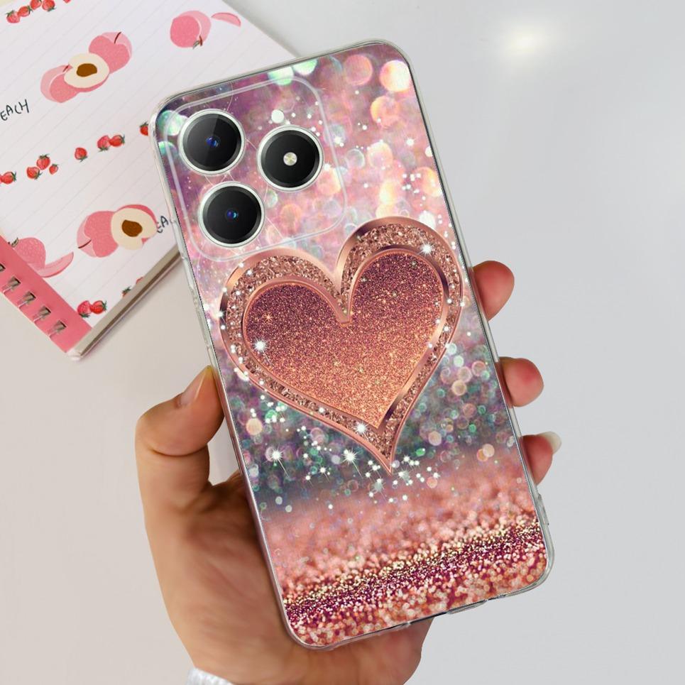 Couple Love Heart Back Case For Realme Narzo N61 N63 Realme C63 C61 Transparent Soft TPU Slim Silicone Phone Cover Fashion Capas