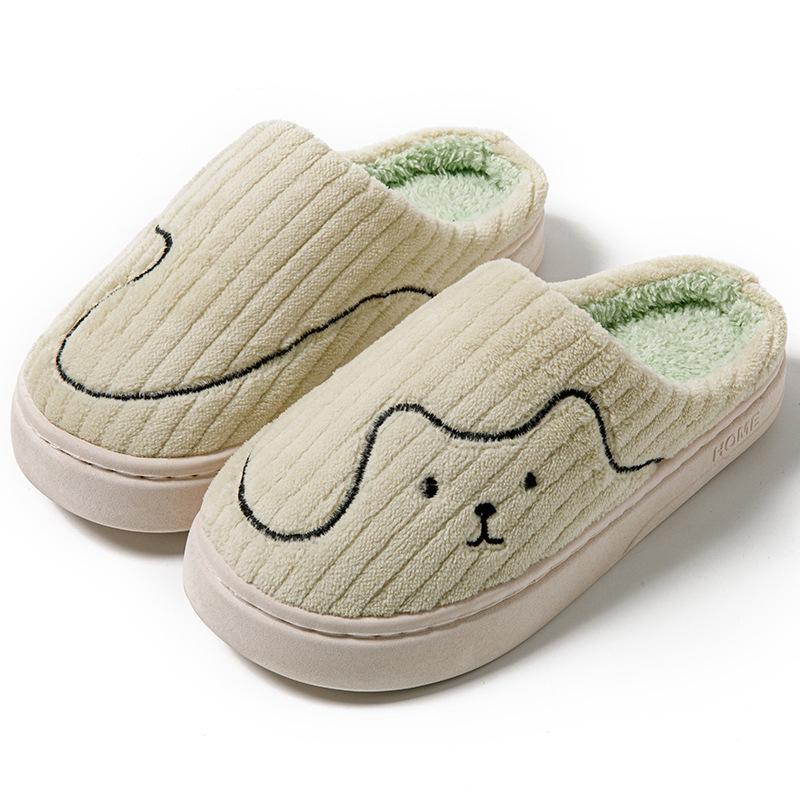 Cute cartoon cotton slippers autumn and winter indoor women's home use warm, comfortable and lightweight thick-bottomed couple hair slippers men