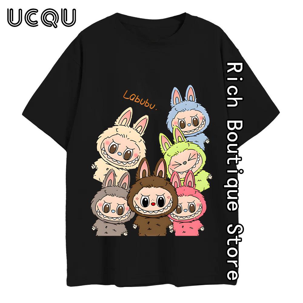 

Мультяшная футболка с принтом Lububu Женские летние модные футболки Харадзюку с коротким рукавом Одежда Y2K Повседневные топы S