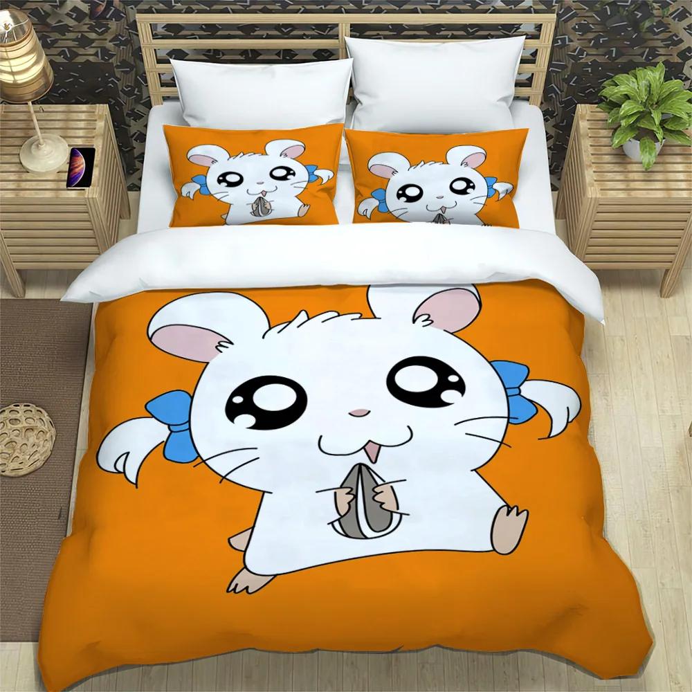 3D Printing Cartoon Lovely Hamtaro Bedding Set Duvet Cover Pillow Set Birthday Gift Children Quilt Cover Bedding Home Textiles