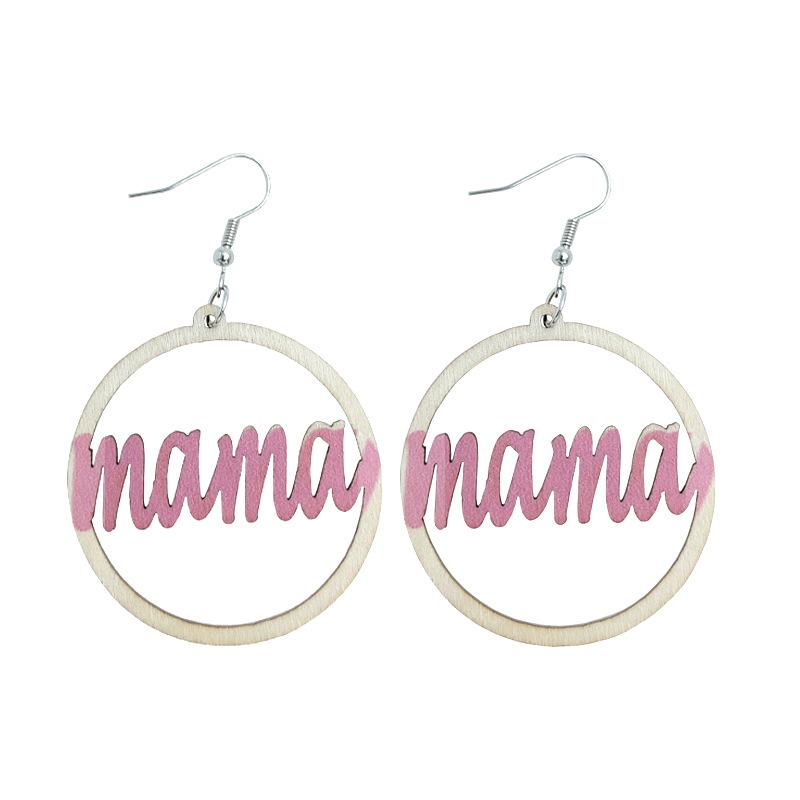 Mother'S Day Wooden Earrings Mother'S Day Word Earrings