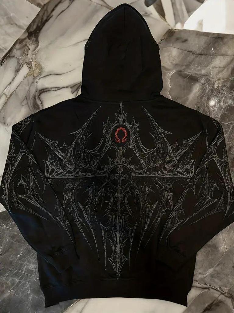 Divine Breath Zipper Hoodie: Men's Dark Style Fitness Sweatshirt