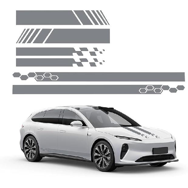 Augeny 6PCS Car Hood & Side Stripe Decals, Modified Auto Rearview Mirror Decal, Universal Graphic Stripe Decor For Car Skirt Roof Bumper (Style1,