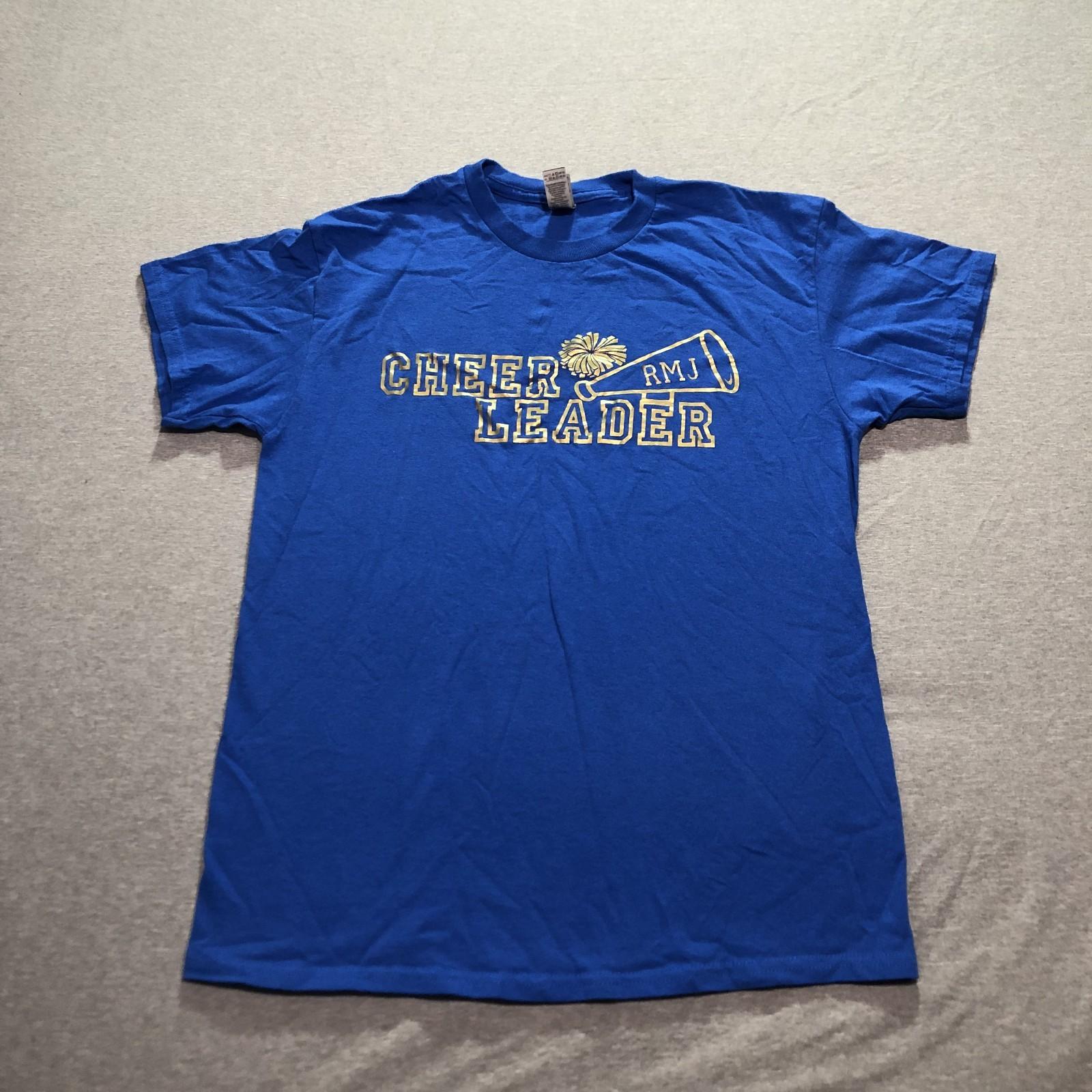 Gildan T Shirt Women s Medium Graphic Print Cheer Leader RMJ Lounge Blue Tee S