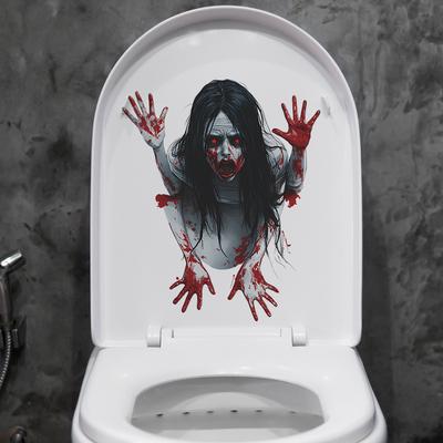 Gruseliger weiblicher Geist Bluthand Badezimmer Toilette Toilette Verschönerungs- und Dekorationsaufkleber