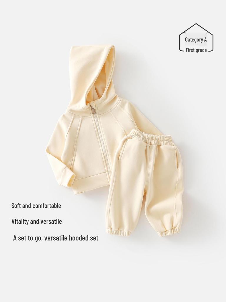 Autumn Hoodie Set for Baby Boys & Girls: Long Sleeve Two-Piece with Hooded Jacket & Outdoor Pants