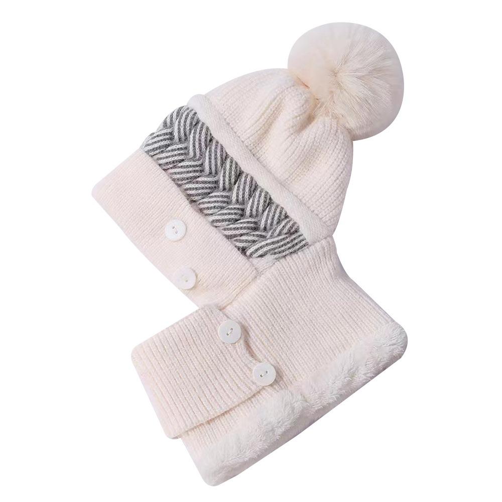 

Fashion Warm Winter Hat Scarf Set Windproof Fur Lined Balaclava Cap Coldproof Ear Protection Beanies Hat Cycling бежевий
