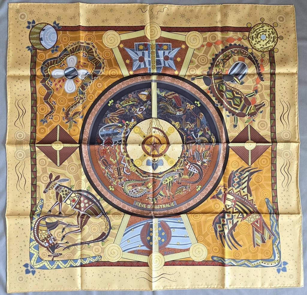 HERMES Carré 90 REVE D'AUSTRALIE Le Jeu Des Petits Bonheurs Silk Scarf Multicolor Made In France Women's Box Unused
