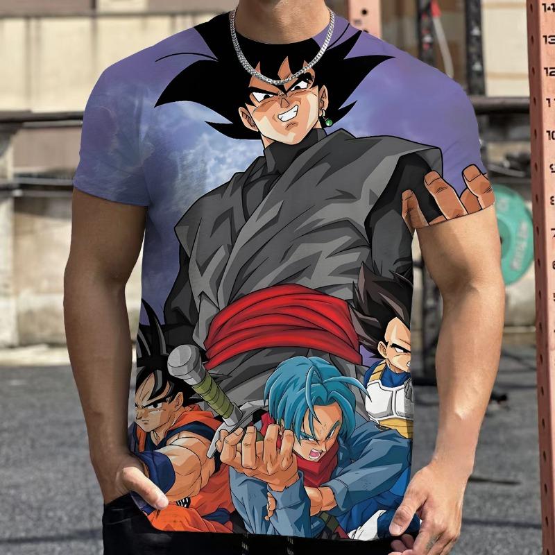 2026 Summer Dragon Ball Retro Fitness T-shirt Men's Oversized 3D Printed Short-sleeved Family Unisex Children's Sports Shirt