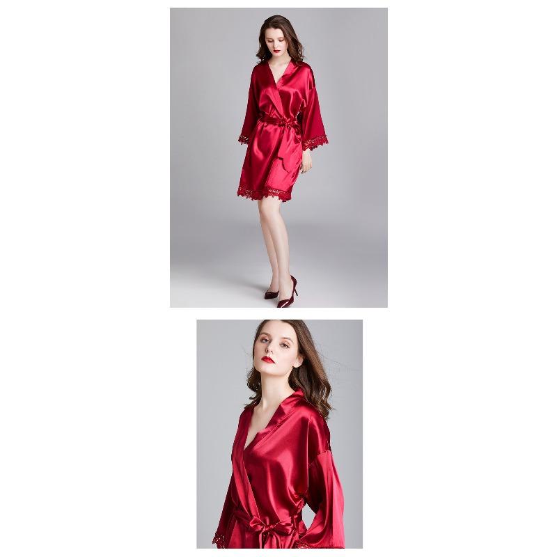 Pajamas for Women, Spring and Summer Long Sleeved Plus Silk Ice Silk Home Sleepwear, Bathrobe, Bridal Morning Gown