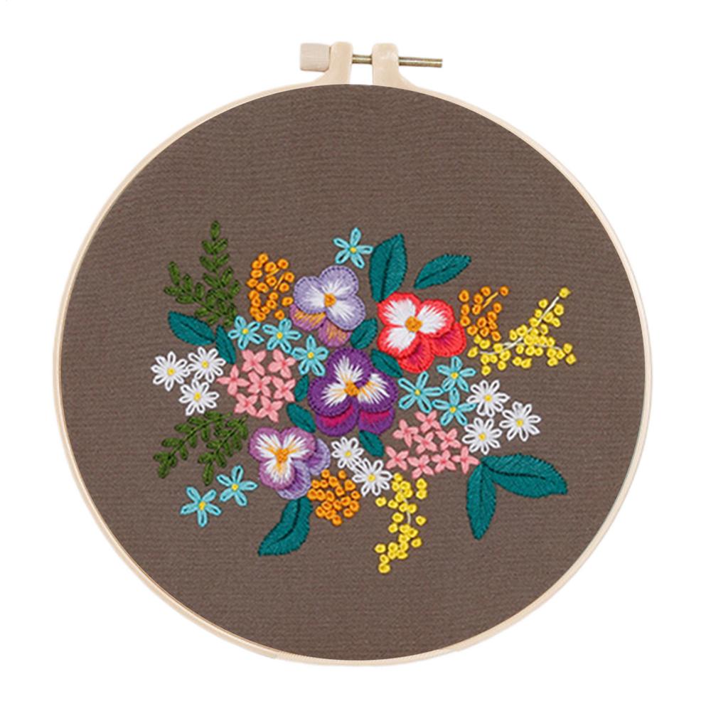 Flower Pattern Hand Embroidery Beginners Kit Embroidery Sewing Needlepoint Set Craft for Embroidery Enthusiasts Lovers