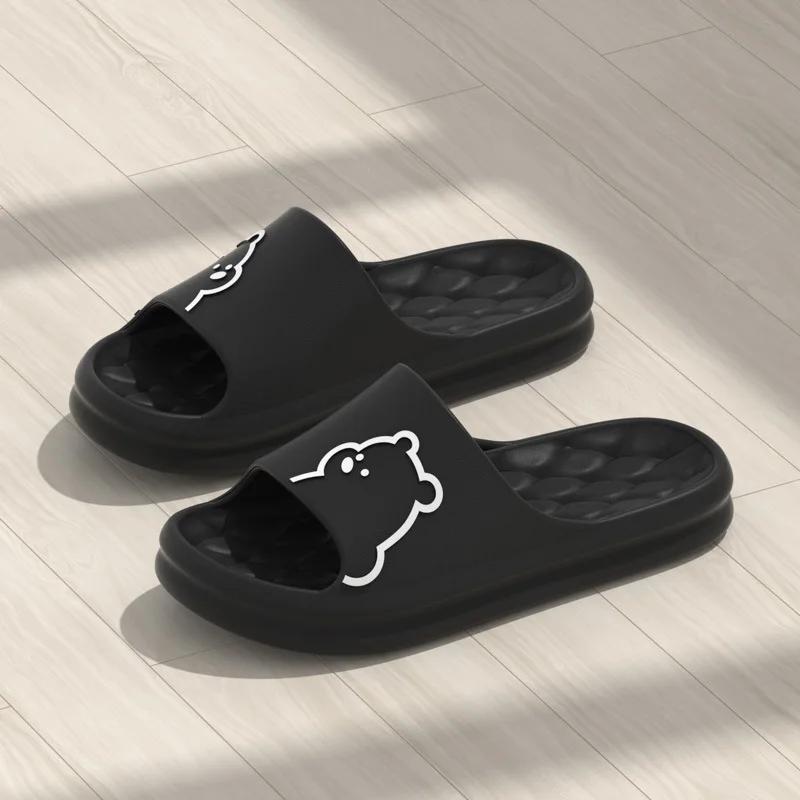 

House Cloud Slipper Woman Teddy Bear Funny Summer Sandal Men Flip Flops Beach Non Slip Soft Home Flat Shoes Female Male Slide 44-45 чёрный
