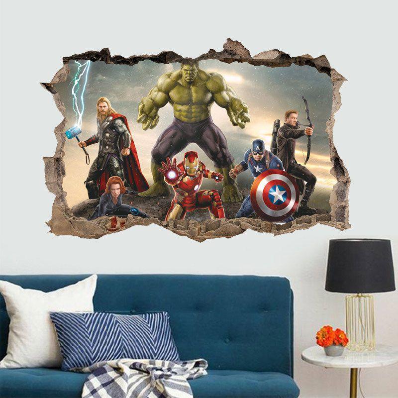 Stunning Cartoon Avengers 3d Wall Decals Pvc Graffiti Sticker For Children's Rooms