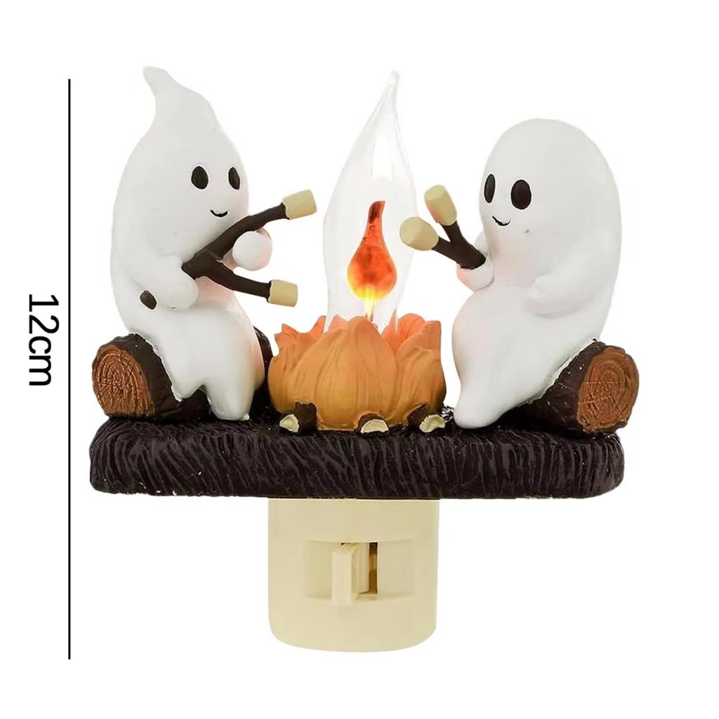 New Fashionable Ghost Campfire Nightlight Ghost Campfire Flickering Plug In Night Light Halloween Ghost Pumpkin Night Light