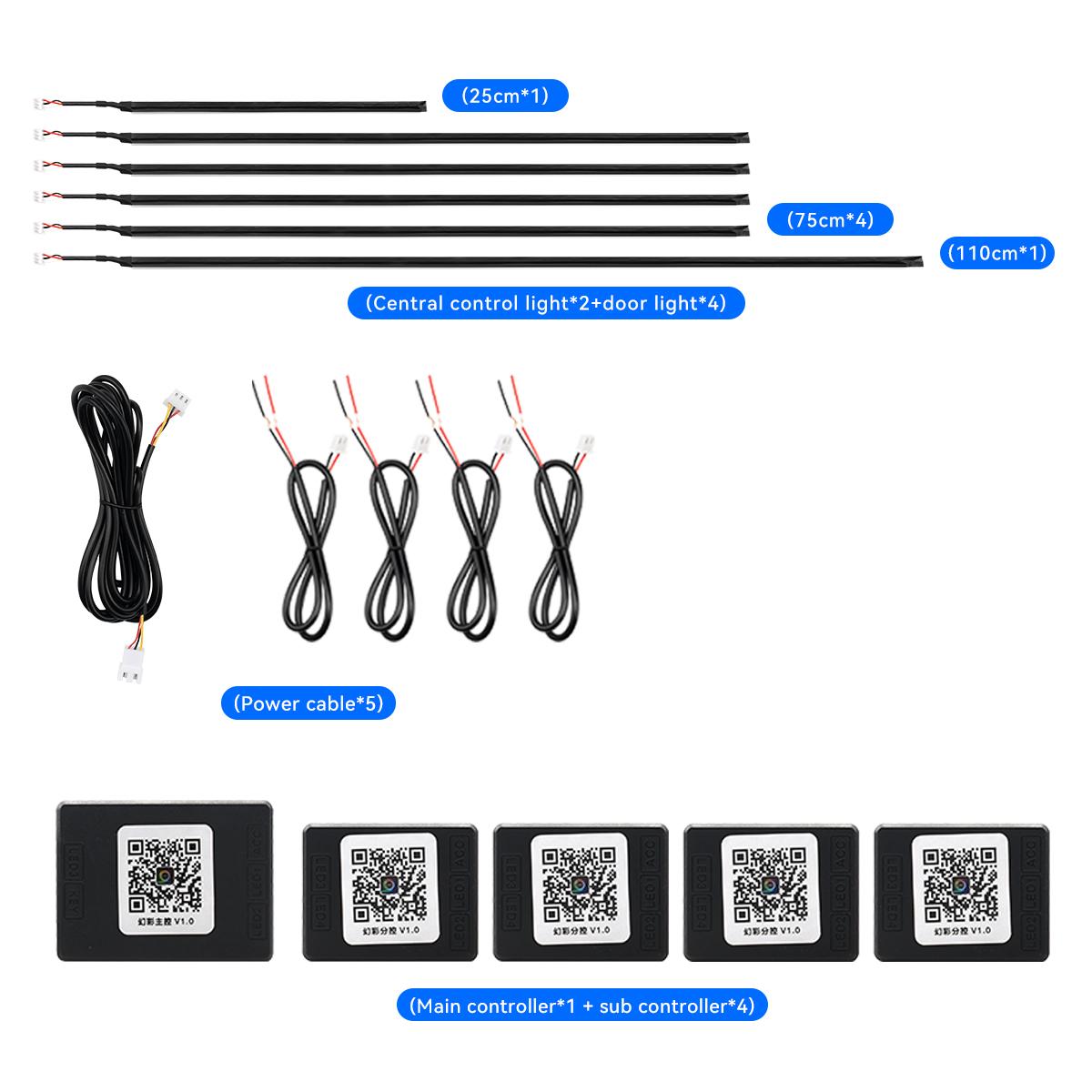 

Симфония Автомобильный Ambient Light 18 в 1 64 Цвет RGB APP Control Внутренний акриловый направляющий светодиодный светильник Декоративная атмосферная лампа
