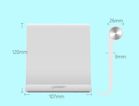 Ugreen LP115 Universal Adjustable Stand for 4.7-11" Tablets and Smartphones, Sleek White Design, Compact Size 120x107mm