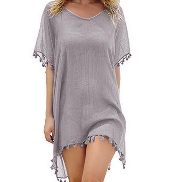 MAITA Women Beachwear Swimwear Tassel Bikini Cover Up Summer Kaftan Sarong Beach Dress