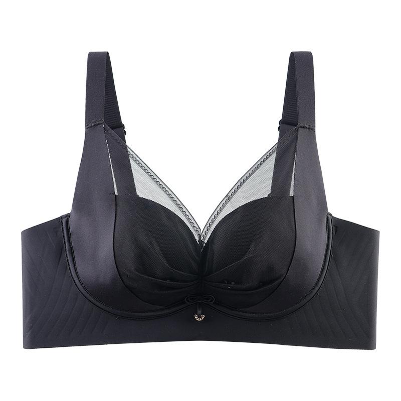 

Traceless underwear women gather in summer, thin styles, big breasts, small anti-sagging underwear, bra women 40/90BC чорний