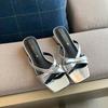  Summer cool slippers women's outer wear widened large size women's shoes thick heel opentoed slippers women's shoes