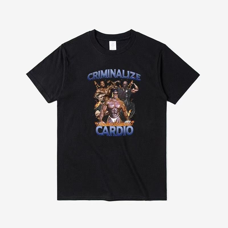 2025 Summer and Autumn new style Muscle man emoji print T-shirt casual sporty short-sleeved men's and women's streetwear top