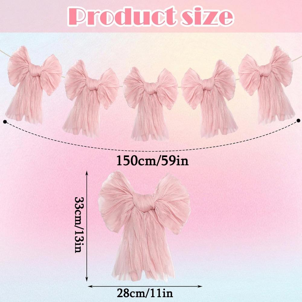 

1 нить из 5 штук розовых гирлянд-баннеров с бантами для кокетливого дня рождения, розовая вечеринка с бантами, подвесные спиральные украшения для свадьбы, помолвки, выпускного вечера розовый