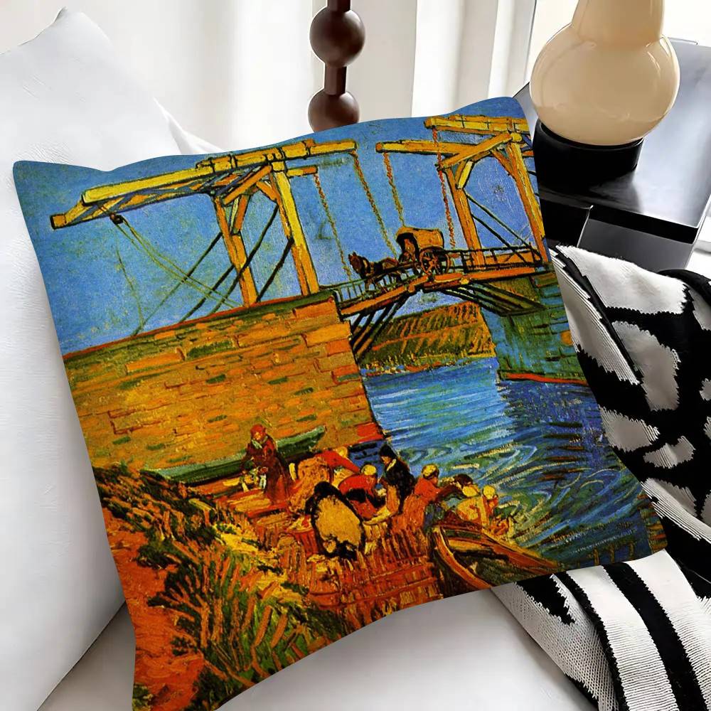 Van Gogh Art Pillow Case Fashion Square Pillowcase Bedroom Sofa Room Ins Decoration Leisure