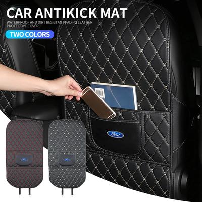 Hot New PU Leather Car Anti-Kick Mats Scratch & Wear Resistant Car Seat Back Protector Cover For Ford Focus Mondeo Fiesta MK7 Es