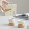 Japanese Minimalist Wooden Teacup Gift Set - Cream Style for Women, Personal Use, Tasting Cup