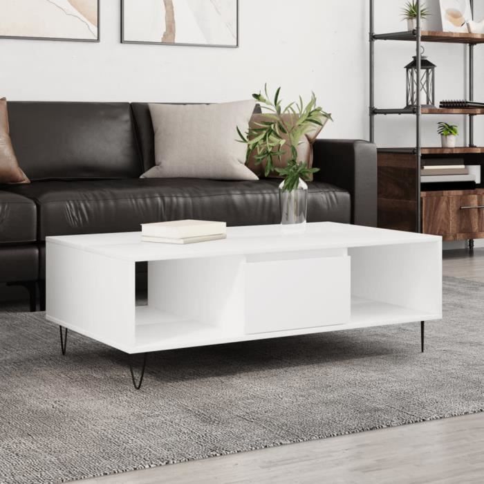 VidaXL Table basse blanc 104x60x35 cm bois d'ingénierie 827084