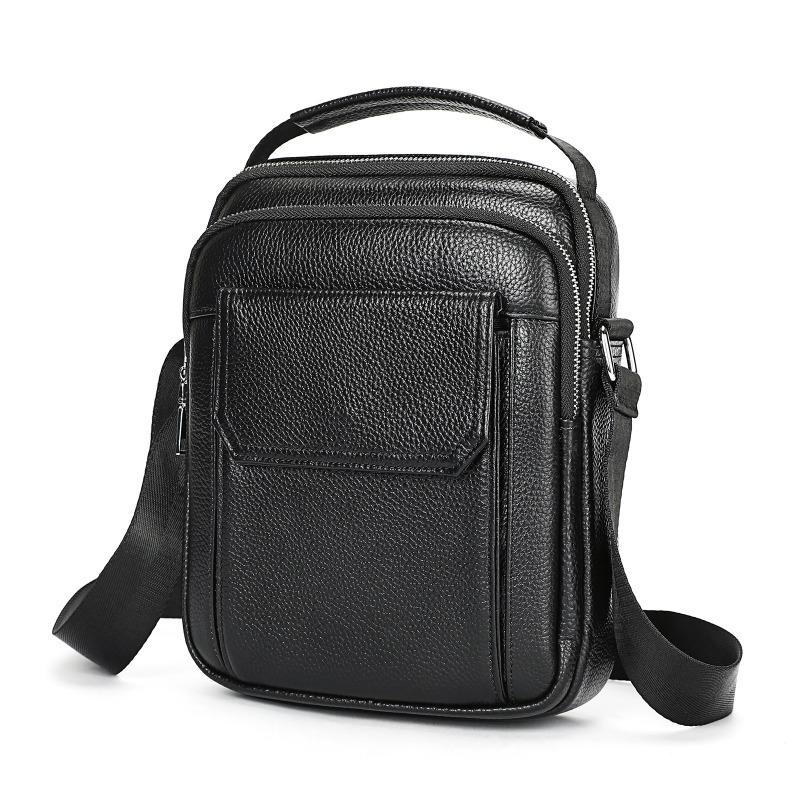 Men's Genuine Leather Single-shoulder Bag, Cowhide Business Casual Crossbody Bag, Portable Small Crossbody Bag