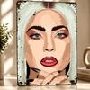Lady Gaga Portrait Illustration Personalized D Textured Metal Poster Wall Art Vintage Tin Signs for Home Decorations Room Decor