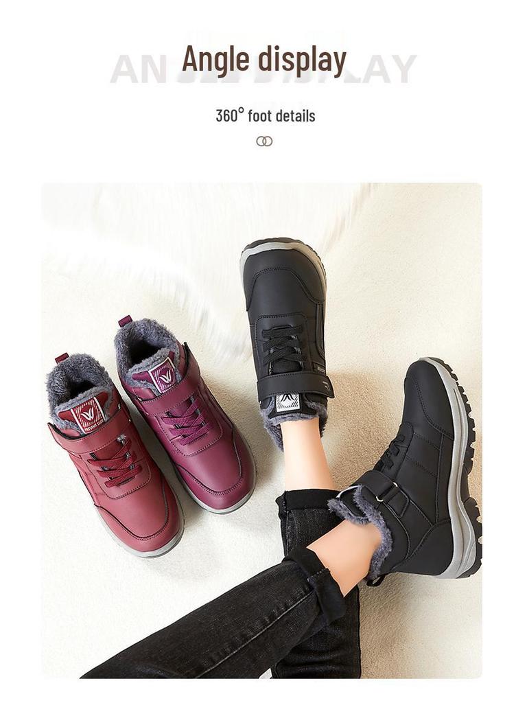 Damen 2025 Herbst/Winter Baumwoll-Wanderstiefel mit Fleecefutter - Verdickte Schneestiefel