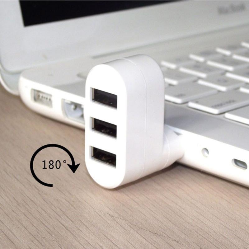 Ноутбук для концентратора ПК USB Поворотный Разветвитель Мини-адаптер 3 порта 1pc белый